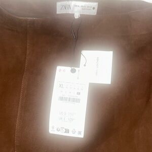 Zara Rich Brown Leather Skirt